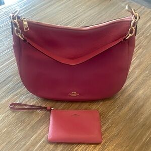 Coach Elle Hobo with matching wristlet - Pink/Mauve Color
